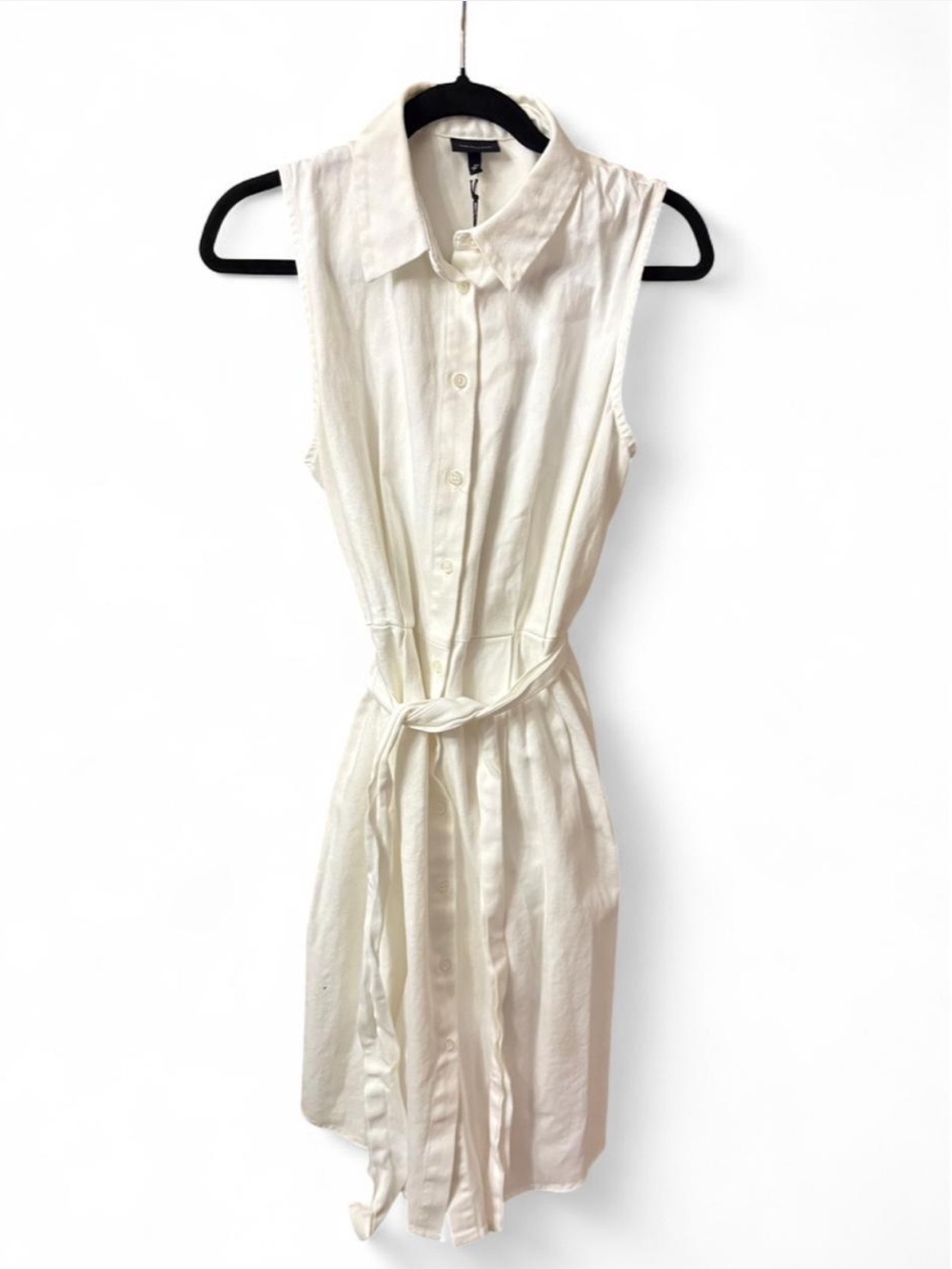 Who What Wear White Sleeveless Button-Front Tie-Waist Mini Dress